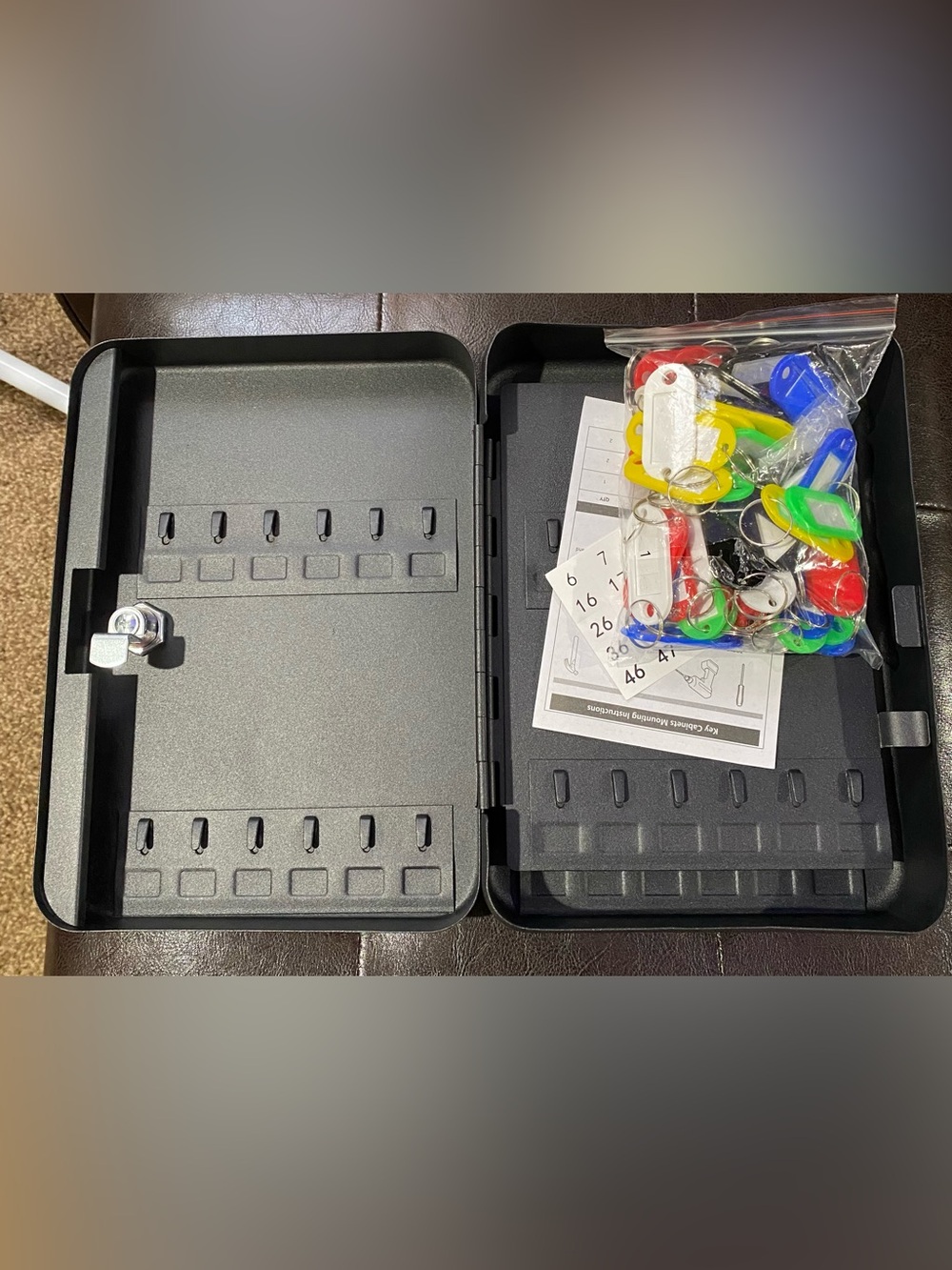 Key Safe Lock Box with Hooks and Number Labels - Black - Picture 7 of 12